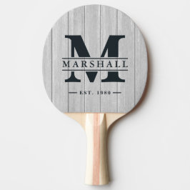 Polerad Trämonogram i Grått & Namnöverlägg Pingisracket