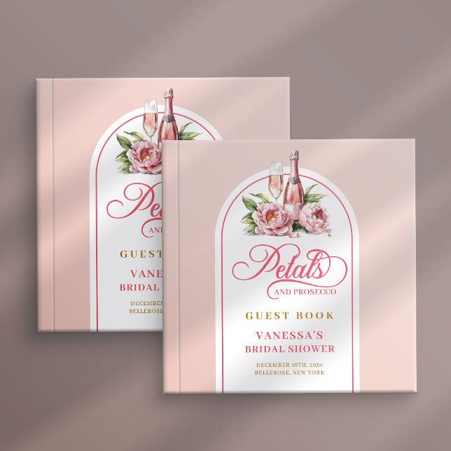 Polerade kronblad och prosecco roséguld signaturbo gästböcker (Polished petals and prosecco blush gold sign book)