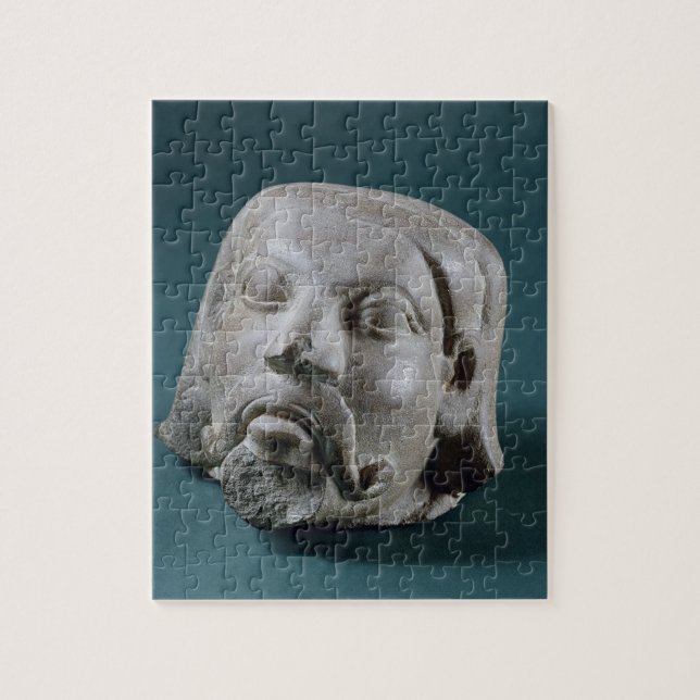 Polerat sandstenhuvud av en utlänning, Sarnath, Pussel (Vertikal)