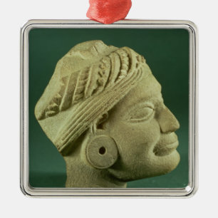Polerat turbaned huvud för sandsten, Sarnath, 3rd Julgransprydnad Metall