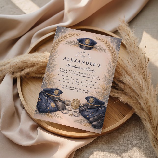 Police Academy Formal Badge Graduation Inbjudningar (Skapare uppladdad)