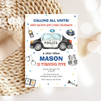 Police Birthday Invitation Police Officer Party Inbjudningar