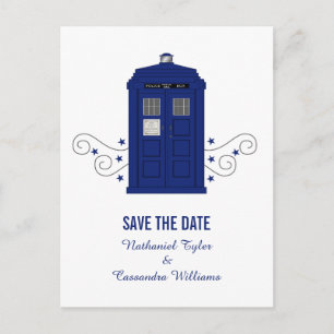 Police Box Save the Date Postkort v3 Meddelande Vykort