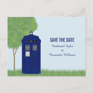 Police Box Save the Date Postkort v4 Meddelande Vykort