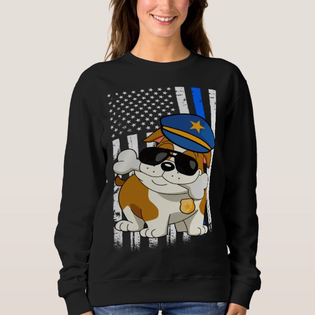 Police Bulldog Back the Blue Law Enforcement Appre T Shirt (Framsida)