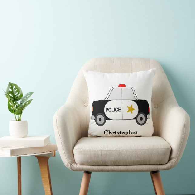 Police Car Design Personalised Kudde (Stol)