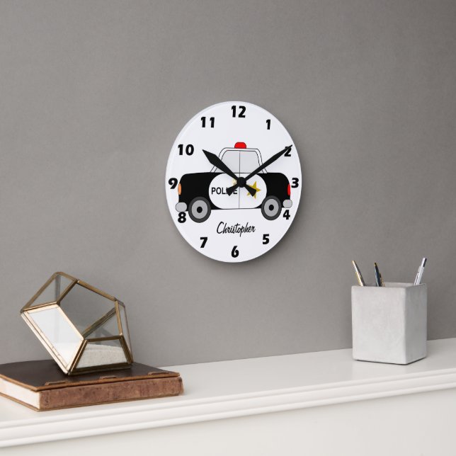 Police Car Design Personalised Rund Klocka (Kontor)