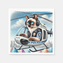 POLICE Cat Lover som arbetar i Påsk Helgdag Pappersservett