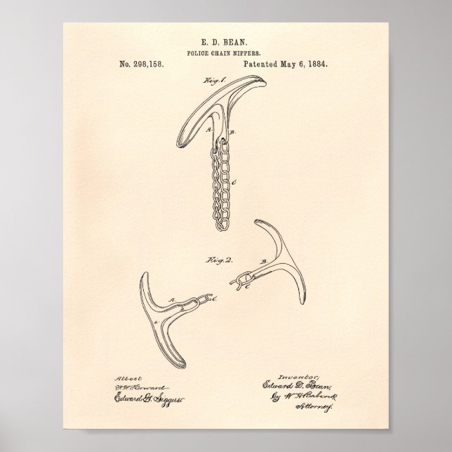 Police Chain Nippers 1884 Patent Art - Old Peper Poster (Framsidan)
