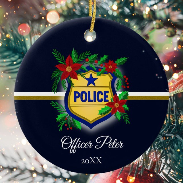 Police Christmas Elegant Holiday Party Julgransprydnad Keramik (Skapare uppladdad)
