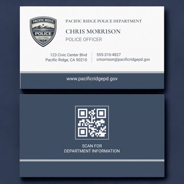Police Department QR Code Logo Business Card Visitkort (Skapare uppladdad)