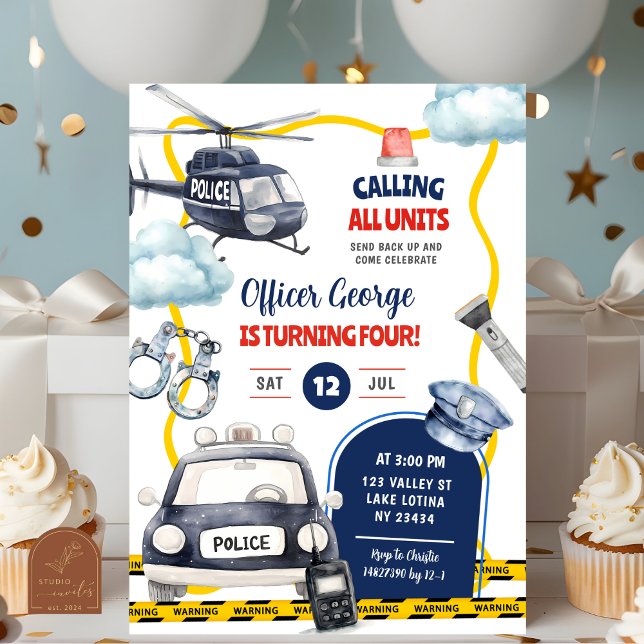 Police Kid's Birthday Inbjudningar (Skapare uppladdad)