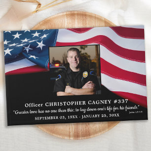 Police Memorial USA American Flagga Photo Funeral Gästböcker