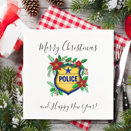 Police Merry Christmas & Happy New Year Shield Pappersservett