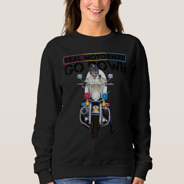 Police Motorcycle Officer Rodeo 'Real Motormen Go  T Shirt (Framsida)