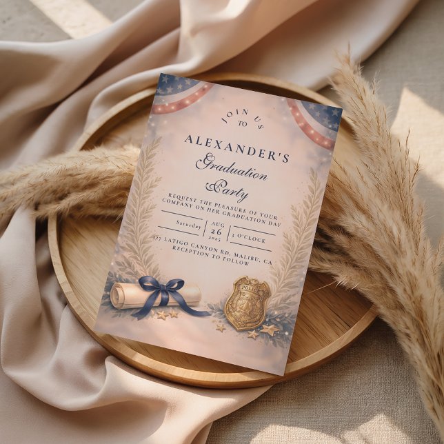 Police Officer Academy Milestone Graduation Inbjudningar (Skapare uppladdad)