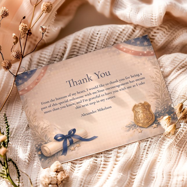 Police Officer Academy Milestone Graduation Tack Kort (Skapare uppladdad)