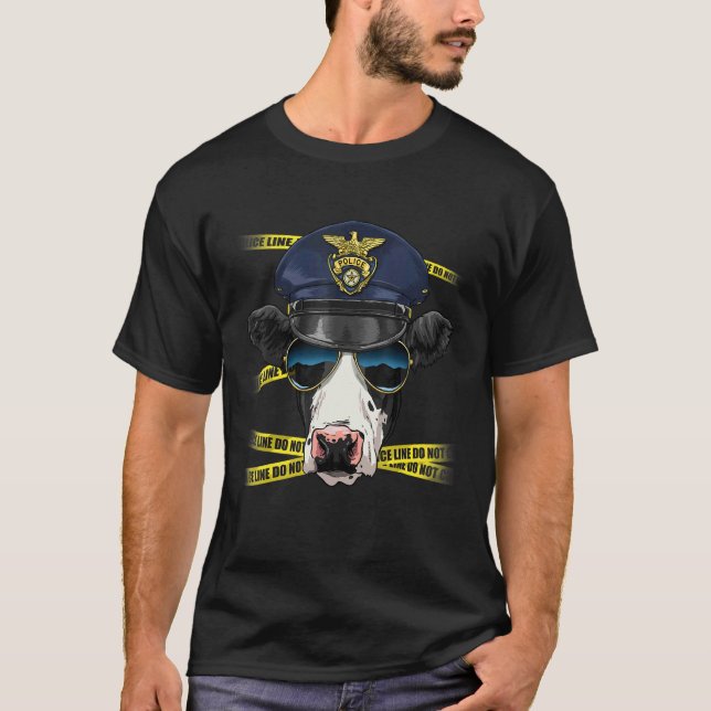 Police Officer Cow Heifer PD Cop Crime Scene Farm  T Shirt (Framsida)