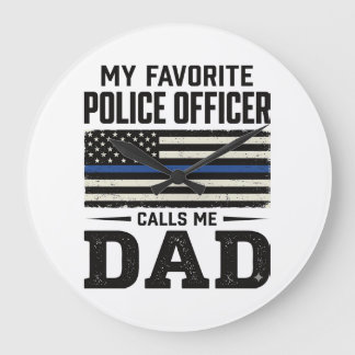 Police Officer Dad Vintage Flag Shirt Design_1 Stor Klocka