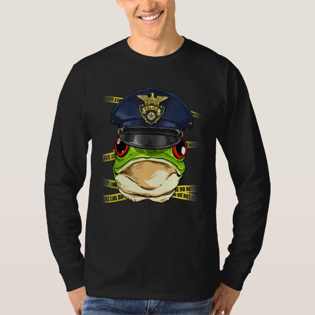 Police Officer Frog PD Cop Crime Scene Toad Frog T Shirt (Framsida)