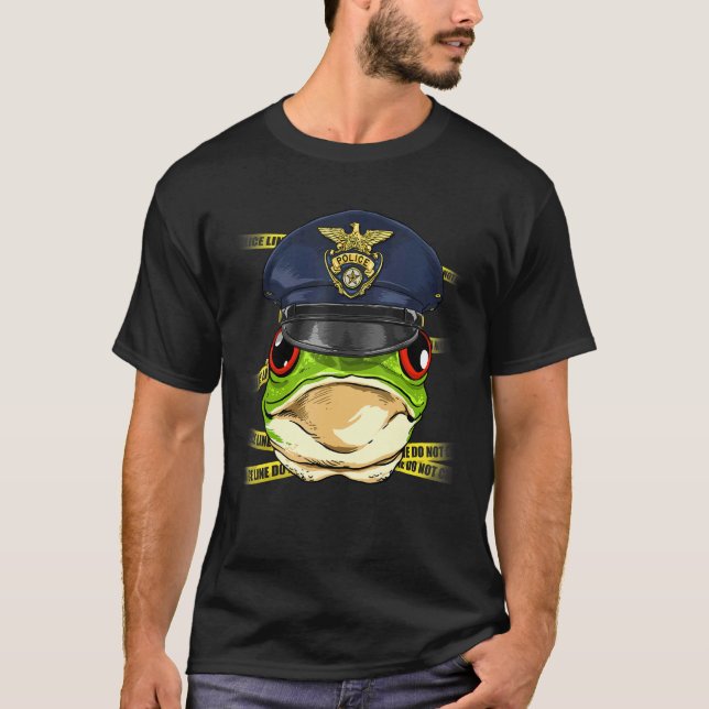 Police Officer Frog PD Cop Crime Scene Toad Frog T Shirt (Framsida)
