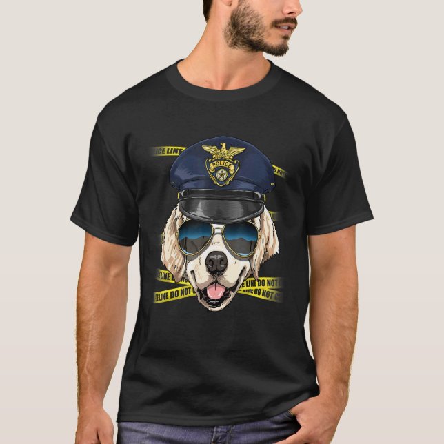 Police Officer Golden Retriever Cop Crime Scene K9 T Shirt (Framsida)