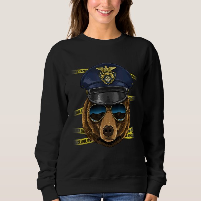 Police Officer Grizzly Bear PD Cop Crime Scene Bea T Shirt (Framsida)