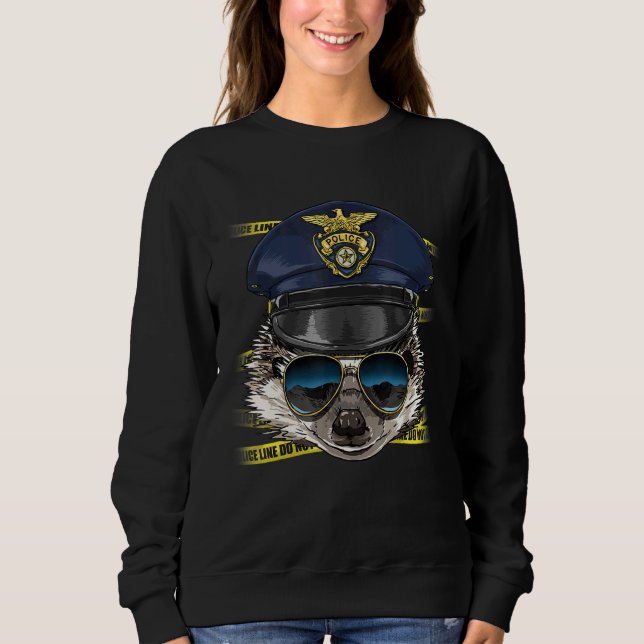 Police Officer Hedgehog PD Cop Crime Scene Hedgeho T Shirt (Framsida)