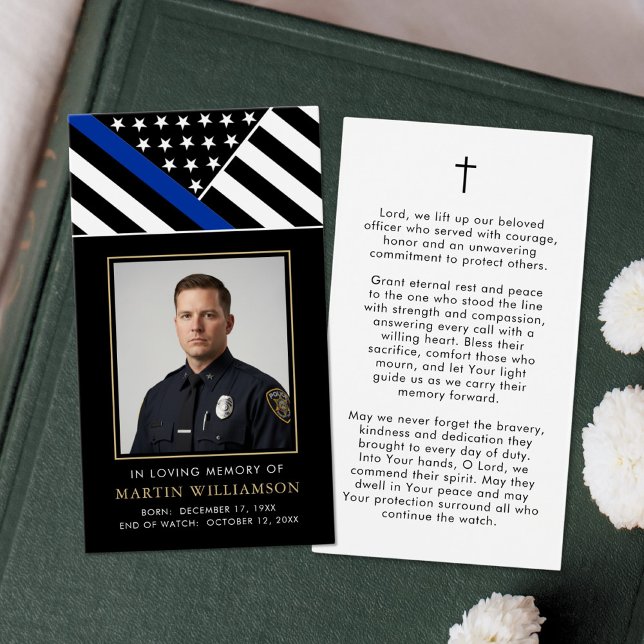 Police Officer Memorial Cross Funeral Prayer Card Visitkort (Skapare uppladdad)