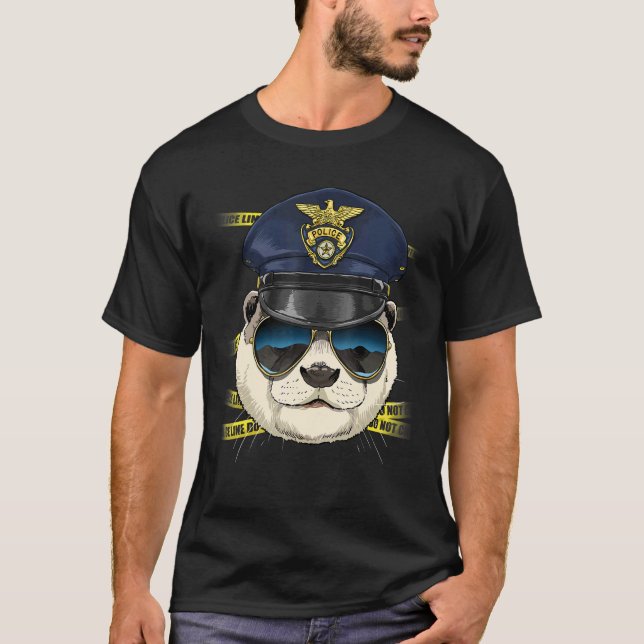 Police Officer Otter PD Cop Crime Scene Sea Animal T Shirt (Framsida)