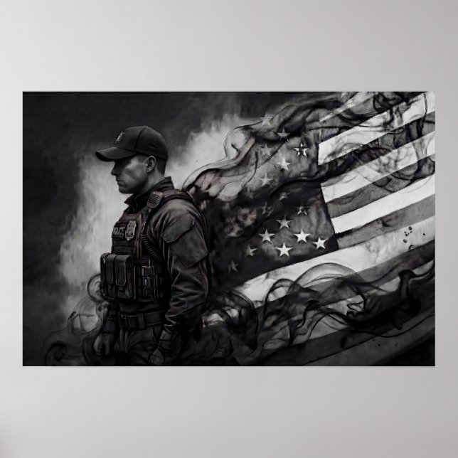 Police Officer Patriotic Law Enforcement Tribute Poster (Framsidan)