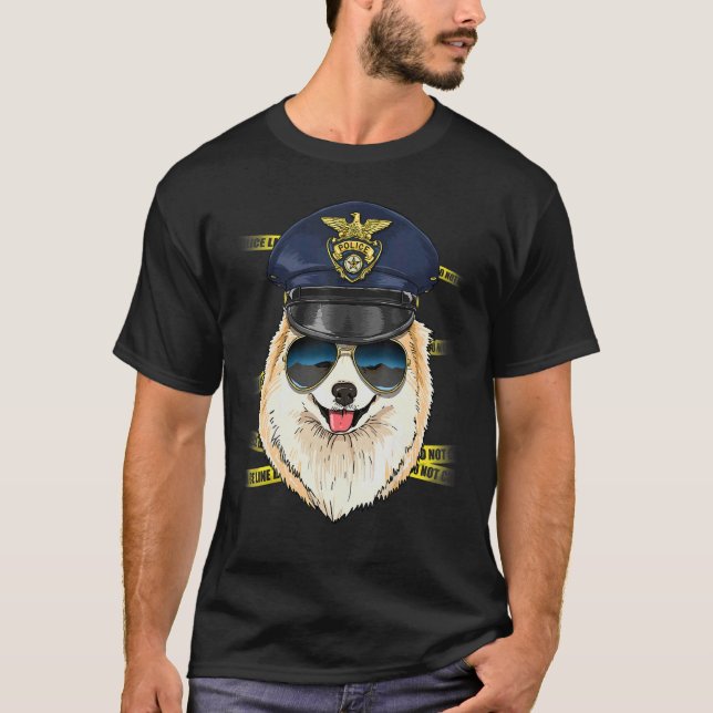 Police Officer Pomeranian Cop Crime Scene K9 Pom D T Shirt (Framsida)