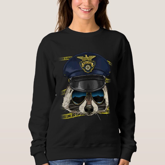Police Officer Raccoon PD Cop Crime Scene Raccoon T Shirt (Framsida)
