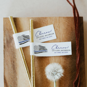 POLICE Pension Thin Blue Line Straw Flagga Etikettband