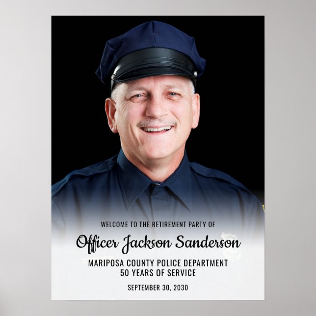 Police Retirement Blue Line Flag Photo Welcome Poster (Framsidan)