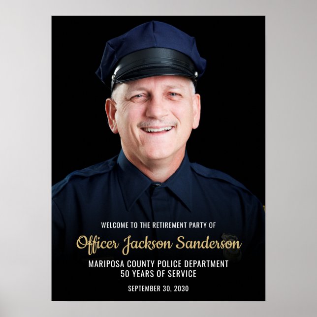 Police Retirement Blue Line Flag Photo Welcome Poster (Framsidan)