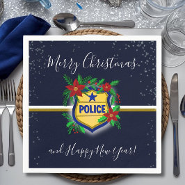 Police Shield Merry Christmas & Happy New Year Pappersservett