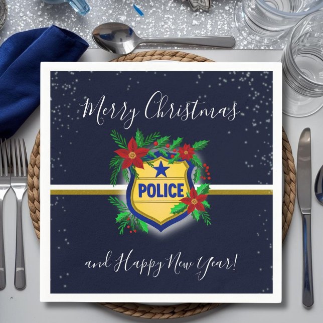 Police Shield Merry Christmas & Happy New Year Pappersservett (Skapare uppladdad)