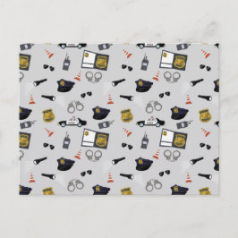 Police Themed Policeman Cop Pattern Helg Vykort
