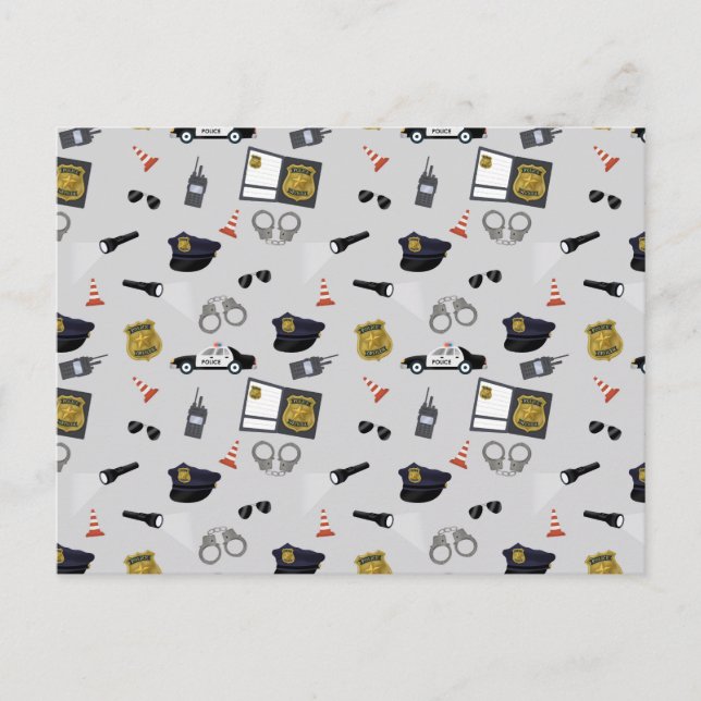 Police Themed Policeman Cop Pattern Helg Vykort (Framsida)