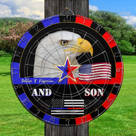 Police vs Fireman & Thin Blue / Red Line, flagga U Darttavla