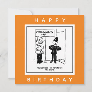 Policeman & Fireman - Firemans Tecknad Hiss Kort