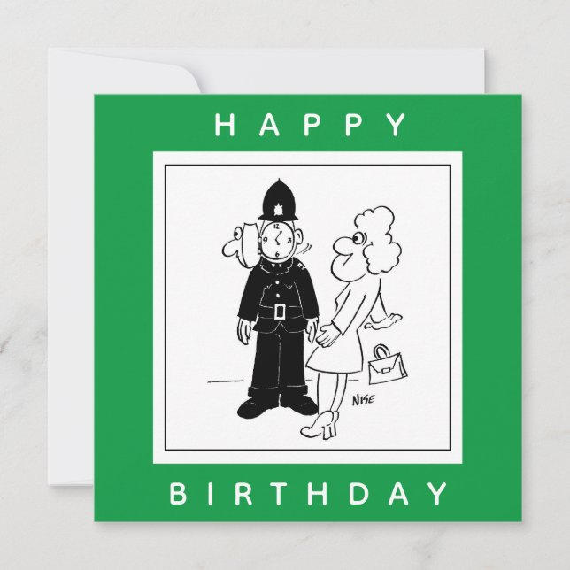 Policeman har Clock Ansikte Tecknad. Kort (Framsida)