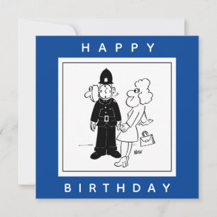 Policeman har Clock Ansikte Tecknad. Kort