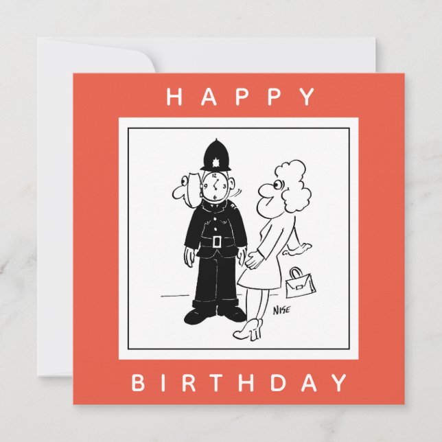 Policeman har Clock Ansikte Tecknad. Kort (Framsida)