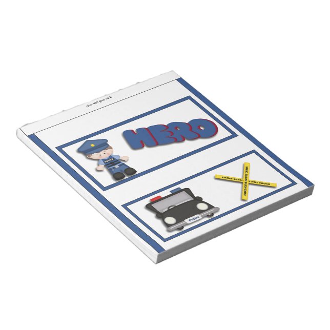 Policeman Hero Kids Candy Pub Wrapper Party Favor Anteckningsblock (Vinklad)