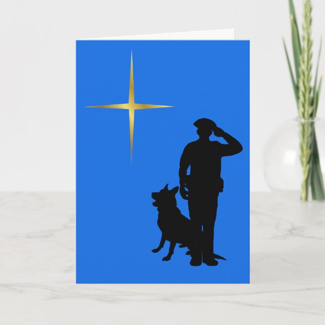 Policeman K-9 Hund Silhouette-julkort Kort (Framsida)