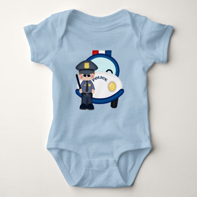 Policeman och car baby-bodydräkt tee (Framsida)