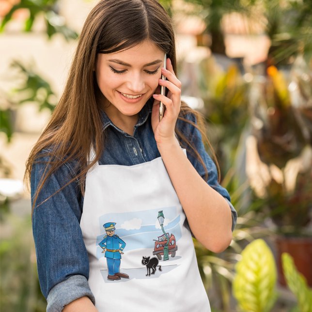 Policeman och en svart katt förkläde (Skapare uppladdad)