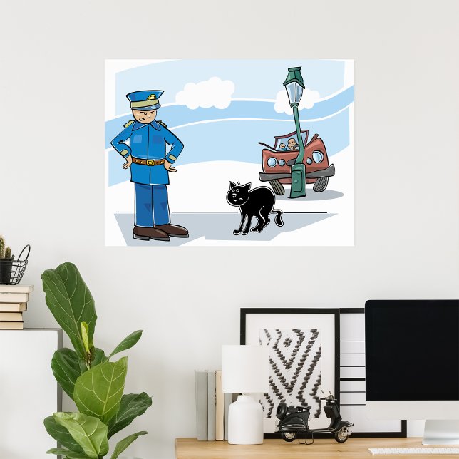 Policeman och en svart katt poster (Skapare uppladdad)